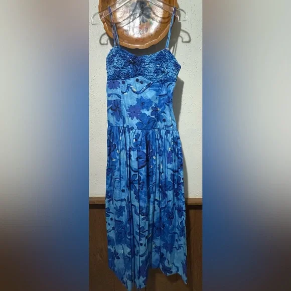 Moon River Shirred Drop-Waist Midi Dress Size Medium - Picture 7 of 14